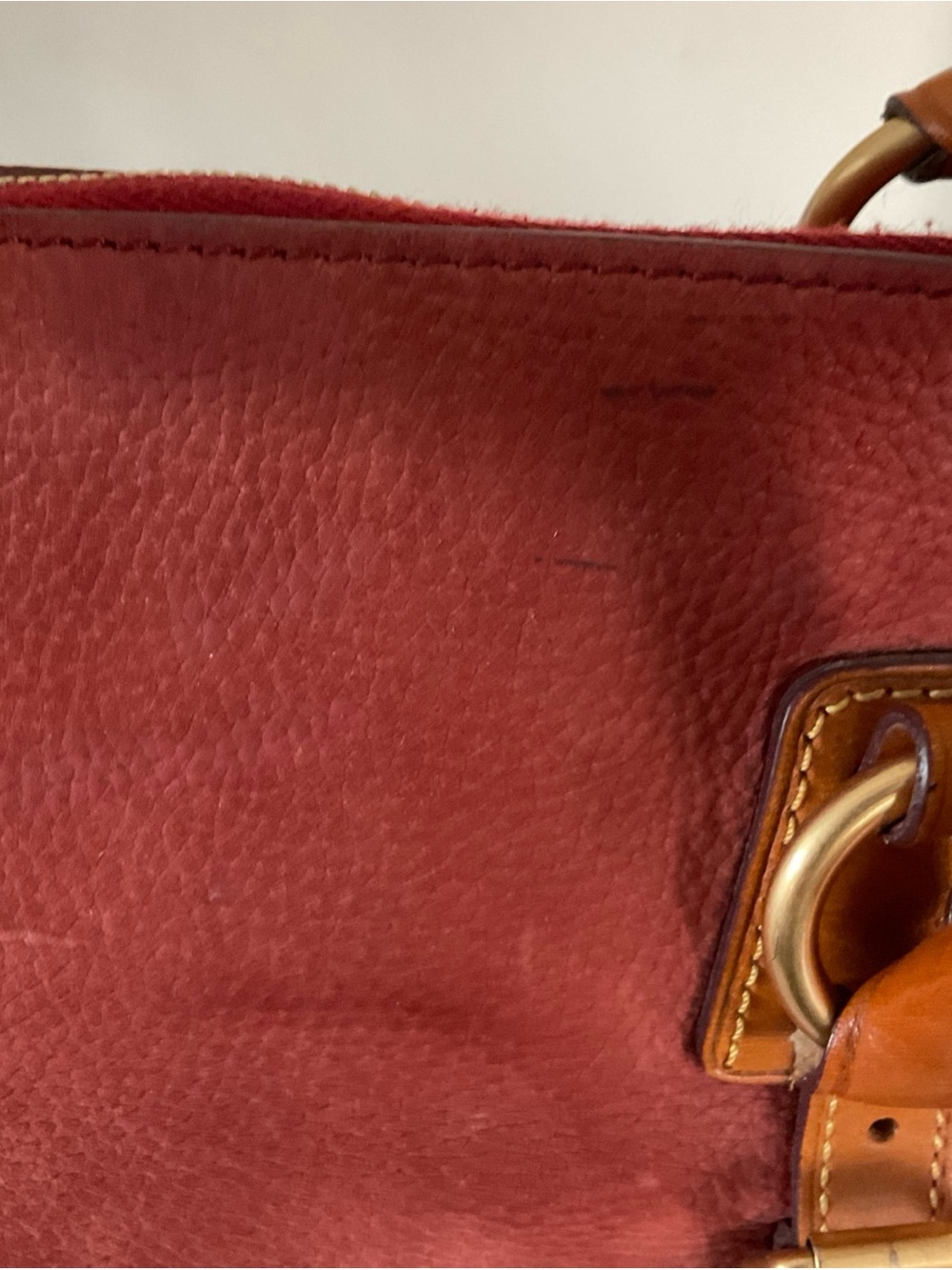 Dooney & Bourke Domed Nubuck Double Handle Satchel In Red-Brown Color - Picture 7 of 16
